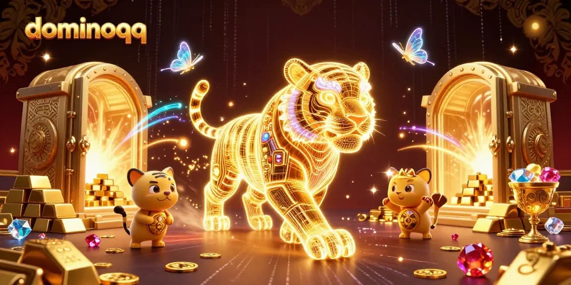 Experience the excitement of dominoqq with dynamic gameplay in a visually stunning digital casino scene.