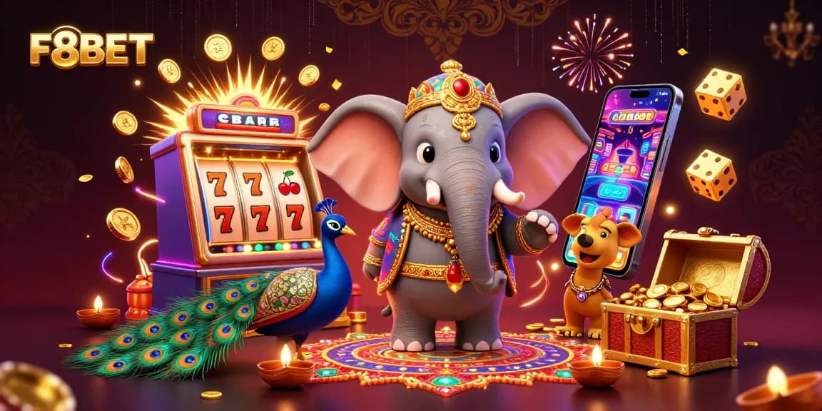 Experience the excitement of F8BET with a vibrant casino scene featuring dynamic characters and action.