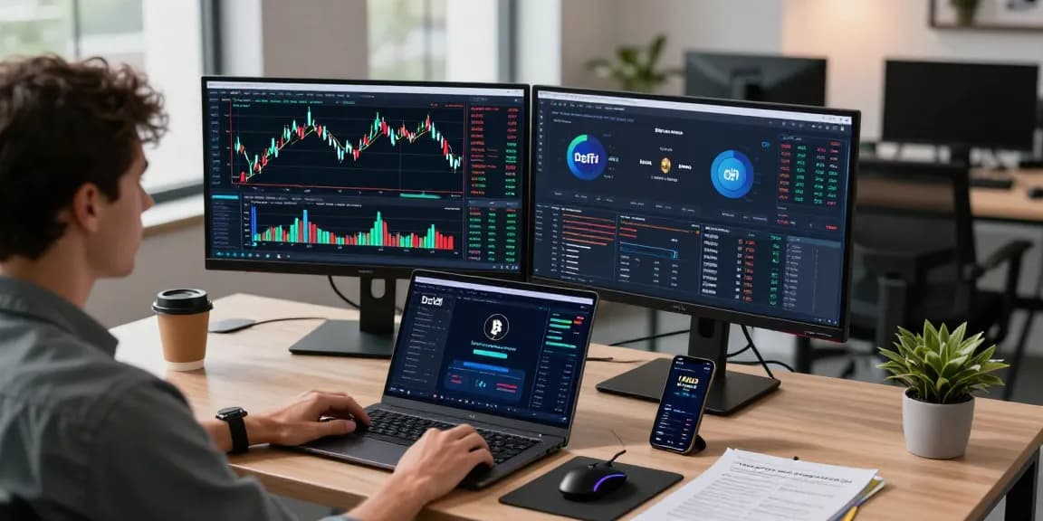 Play exchange platform displaying live cryptocurrency trading charts and digital wallet, emphasizing security and trading strategies.