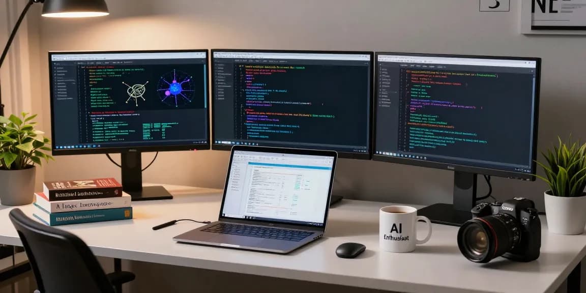 Data scientist analyzing large language models in a tech-driven workspace.