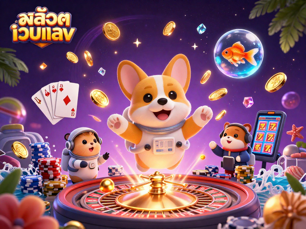 Experience exciting gameplay in สล็อตเว็บตรง with captivating illustrations of avatars and casino-themed elements.