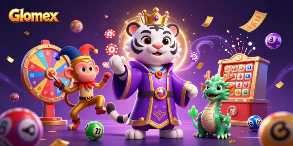 Experience fun gaming with Glomex’s lively characters amid vibrant lotteries and prizes.
