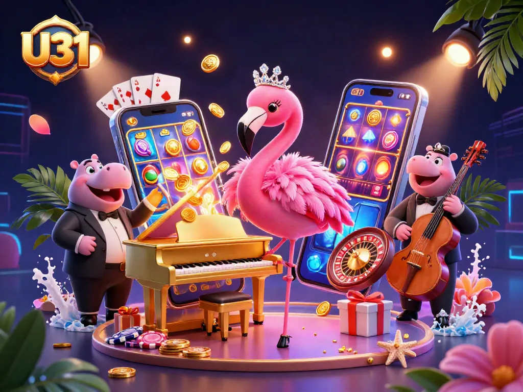 Spin the reels and enjoy U31 gaming action with vibrant characters and casino elements.