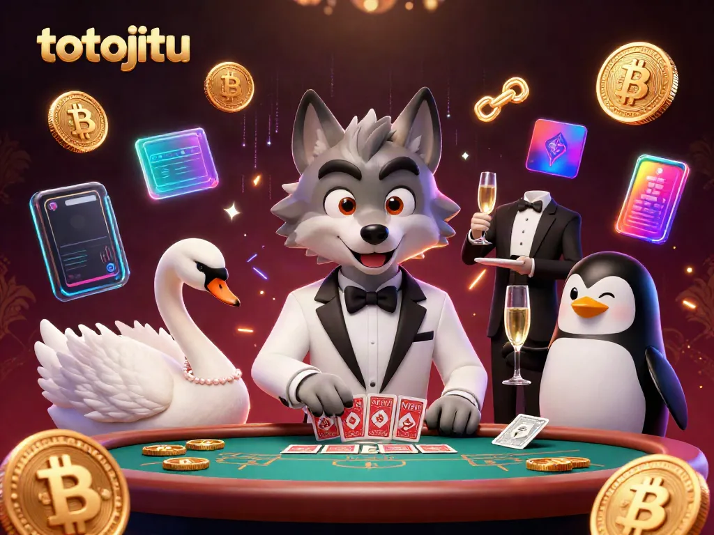 Play baccarat with totojitu's 3D characters, showcasing elegance and crypto elements.