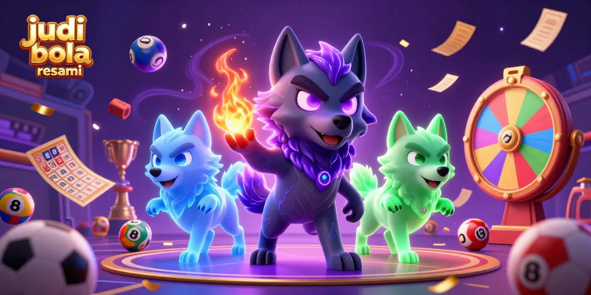 Engage in judi bola resmi with dynamic sports betting elements featuring a wolf pack illustration.