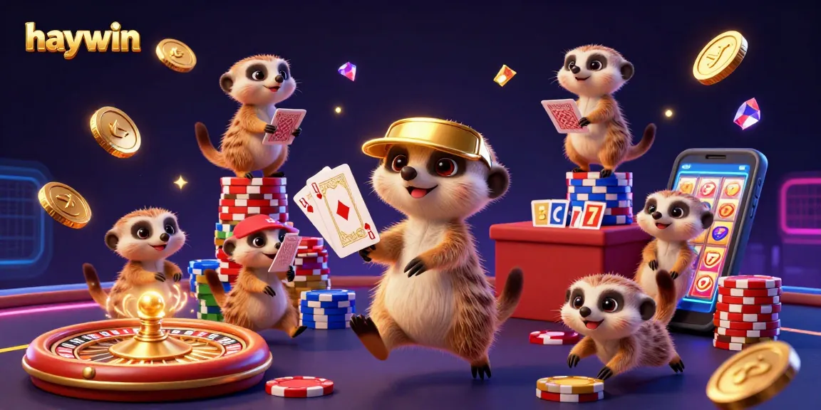 Experience the thrilling action at haywin casino with dynamic meerkats managing a vibrant casino atmosphere.