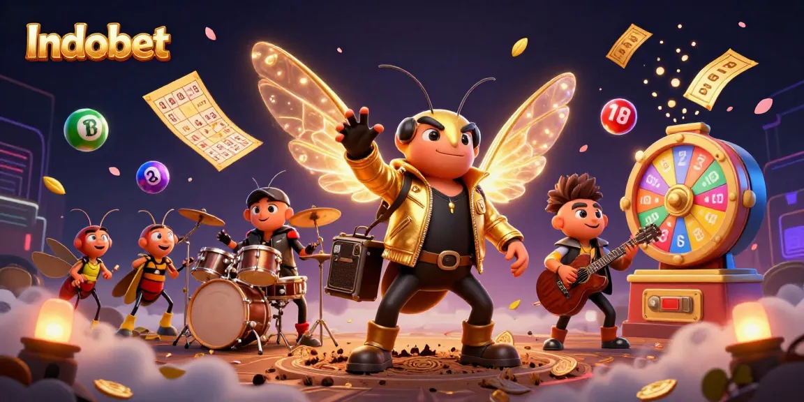 Indobet menghidupkan suasana judi dengan cicada rock star dan elemen lotere yang berwarna-warni.