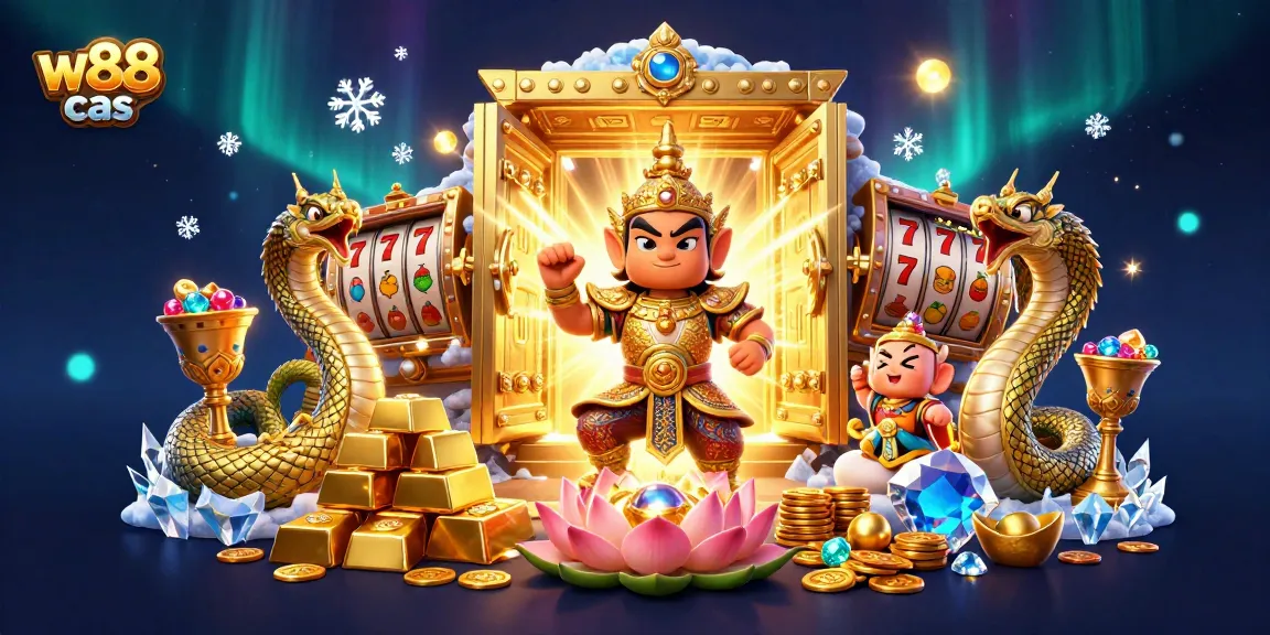 Spin wins at w88cas with vibrant slot games, gold treasures, and lively characters!