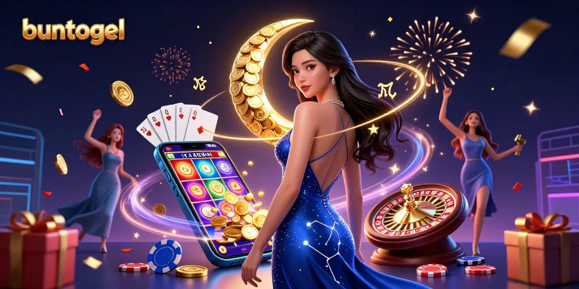 Experience the thrill of gaming at Buntogel with vibrant slot machines and captivating aesthetics.