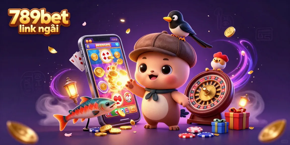 Engage with the colorful 789bet link mới experience, featuring a playful cartoon Nessie and fun gambling elements.