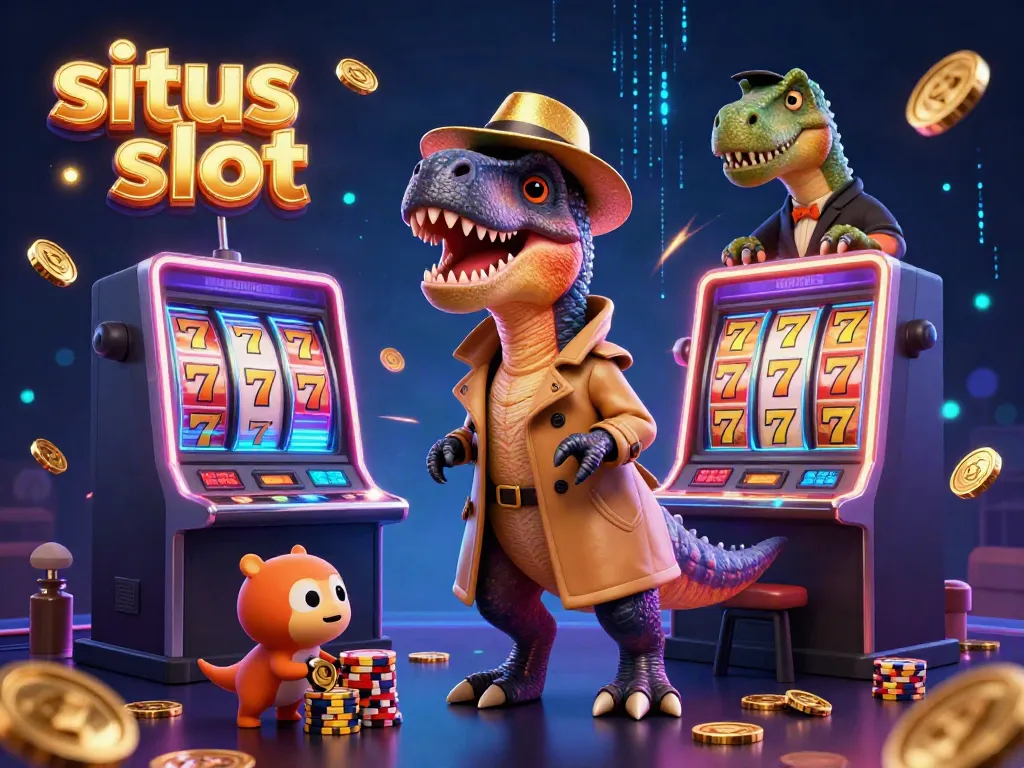 Mesin slot dengan karakter velociraptor dan stegosaurus, mewakili situs slot yang menarik.