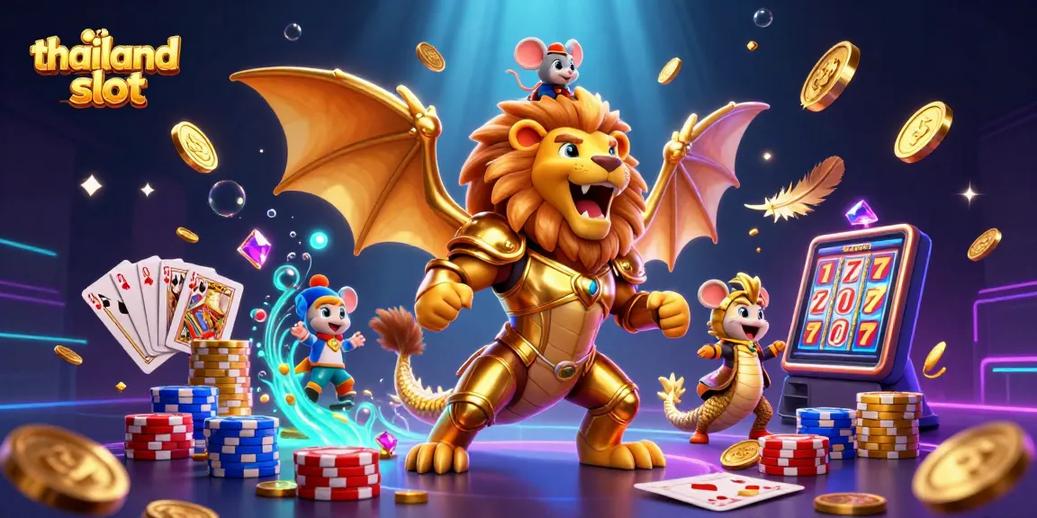 Experience thrilling gameplay at thailand slot with a golden chimera and vibrant casino elements.