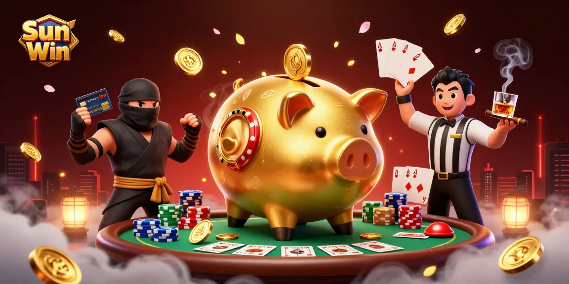Engage in thrilling gameplay with Sun Win's captivating casino scene featuring colorful poker action.