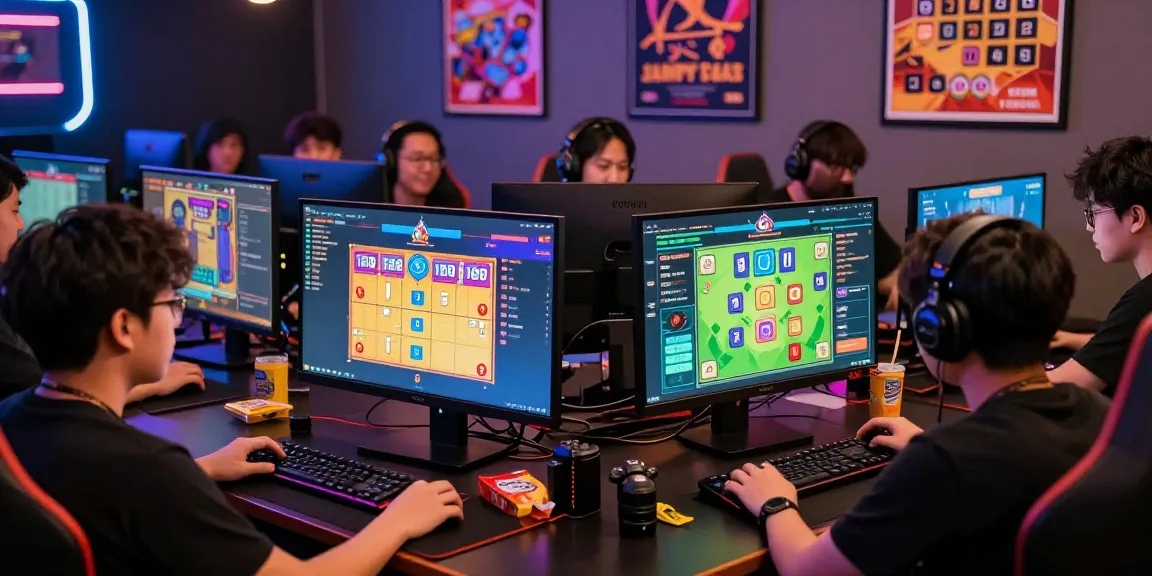 Players enjoying ulartoto online togel games in an engaging gaming setup with vibrant screens.