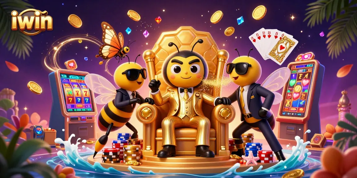 Experience thrilling gameplay with iwin's vibrant 3D casino scene featuring a cartoon mob boss.
