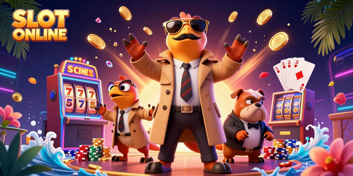 Mainkan SLOT ONLINE sambil menikmati suasana kasino yang penuh warna dan keseruan dengan karakter lucu.