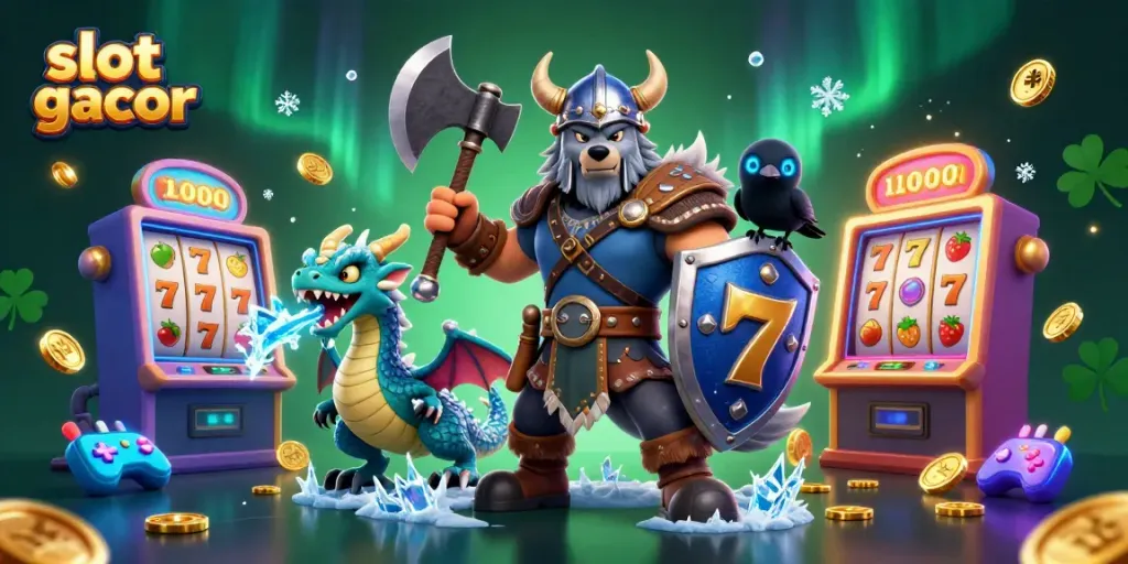 Menghadirkan permainan slot gacor dengan karakter Viking dan naga yang menyeramkan.
