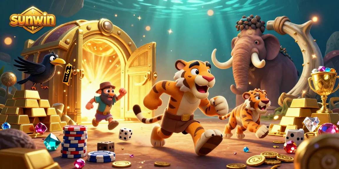 Experience the excitement at sunwin's prehistoric casino with cavemen, treasure, and dice!