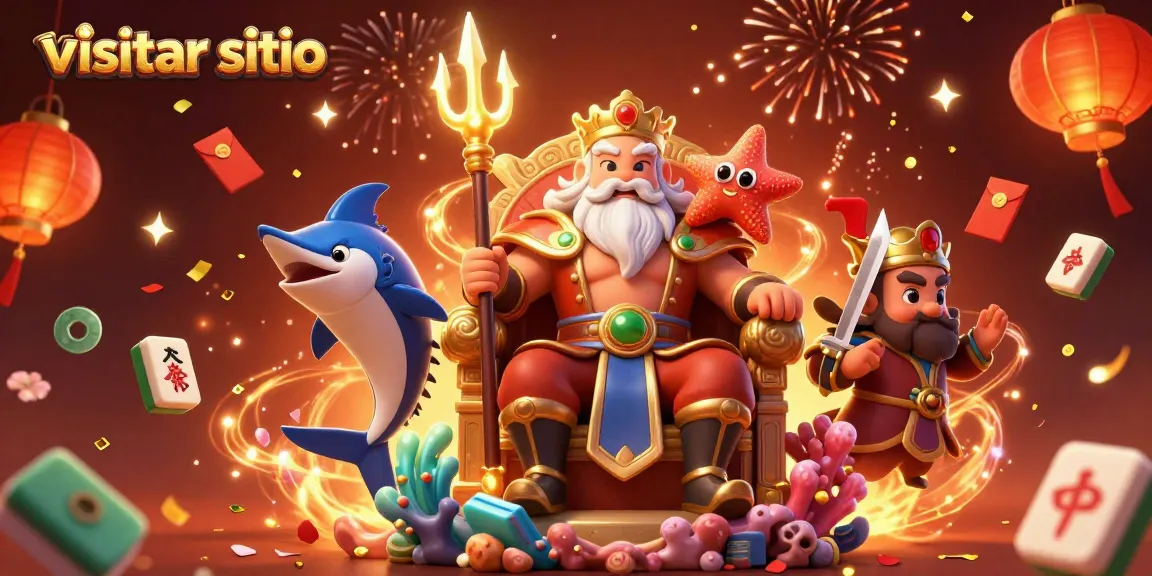 Visitar sitio y jugar en un emocionante casino online, rodeado de símbolos de suerte y celebración.