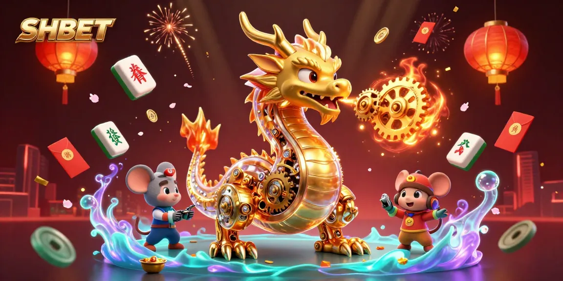 Experience thrilling gameplay with SHBET's animated dragon and vibrant casino elements.