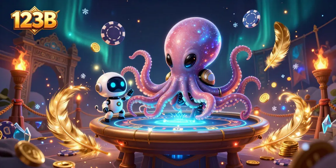 Experience thrilling poker action at 123B with an alien octopus and a tiny robot.
