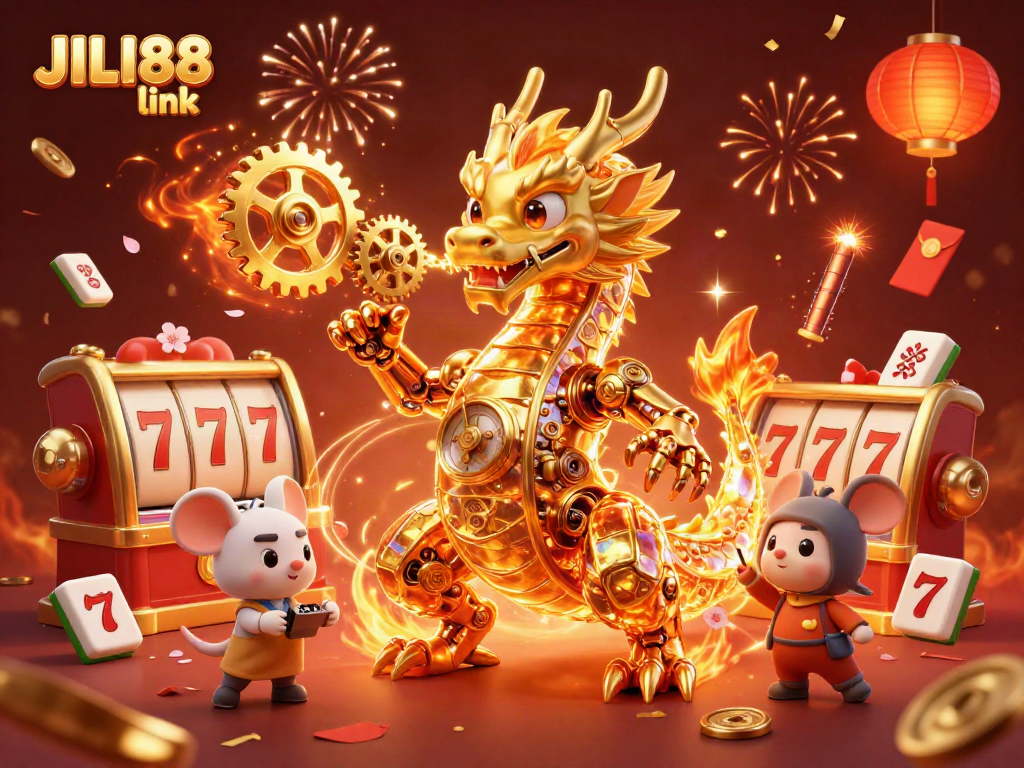 Experience exciting gameplay with the JILI88 link, featuring a golden dragon and dynamic casino elements.