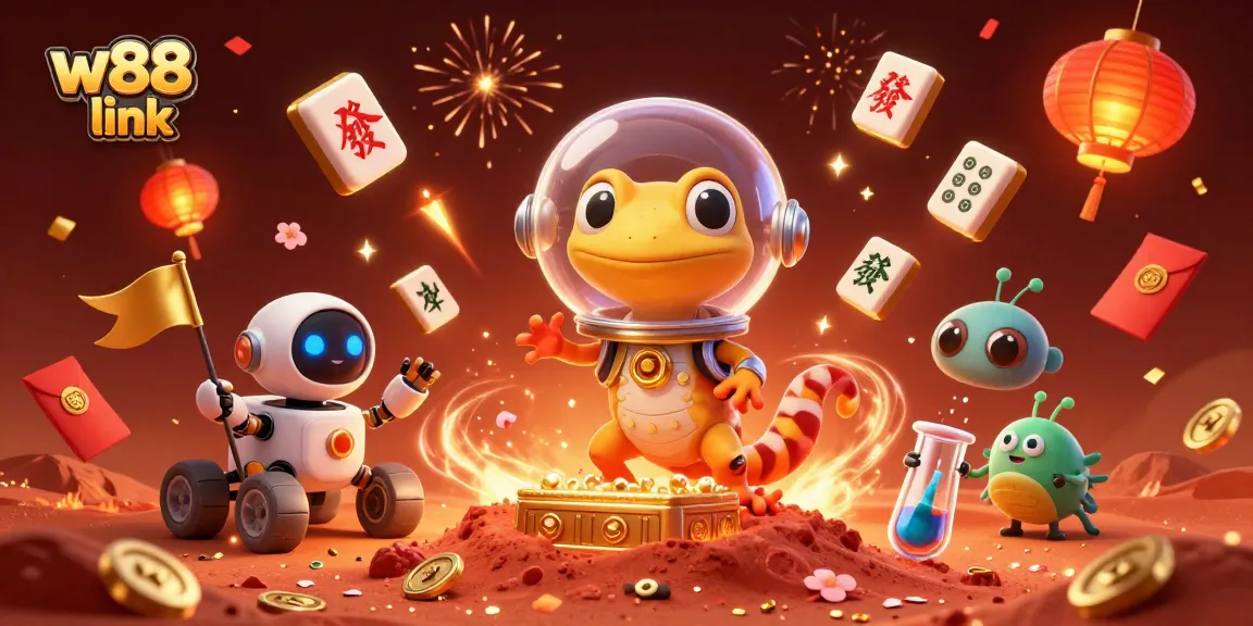 Experience winning excitement with the w88 link at a Martian casino adventure illustration.