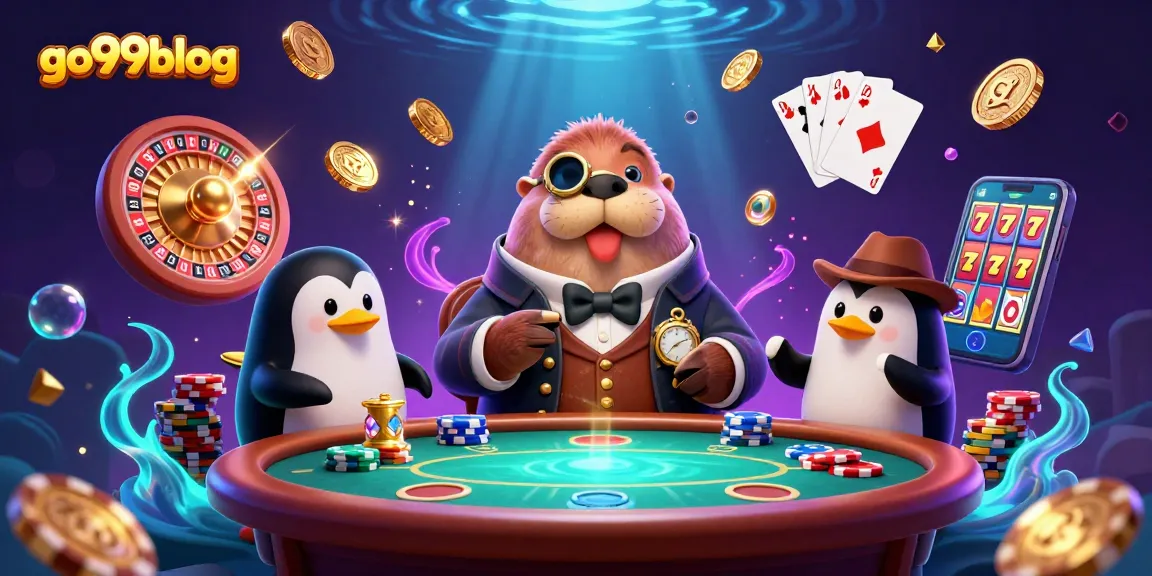 Experience thrilling poker action with go99blog's jolly walrus, sophisticated dealer, and pufferfish bluffer.