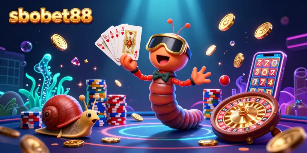 Sbobet88 online casino features a vibrant 3D dealer and exciting gambling elements in action.