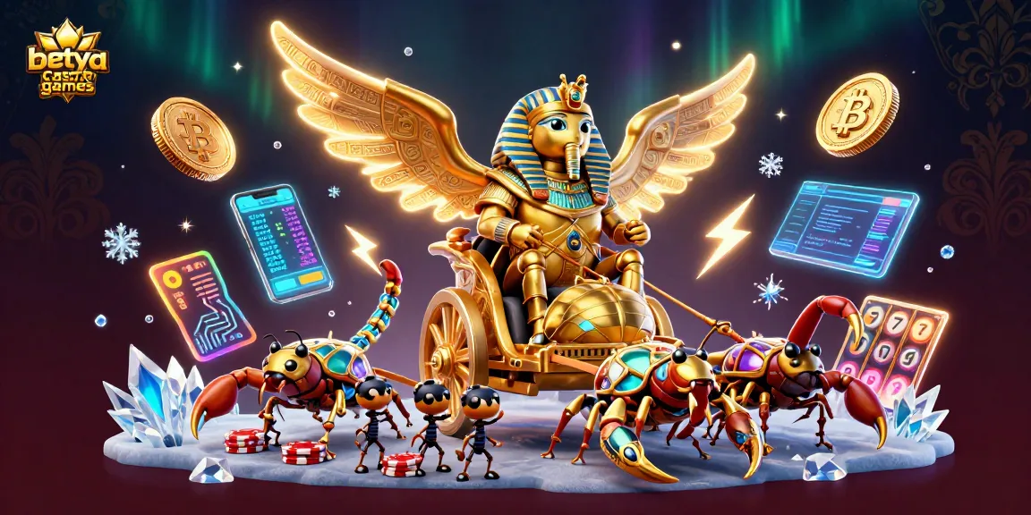 Experience betya casino games with a golden scarab beetle and vibrant crypto-themed visuals.