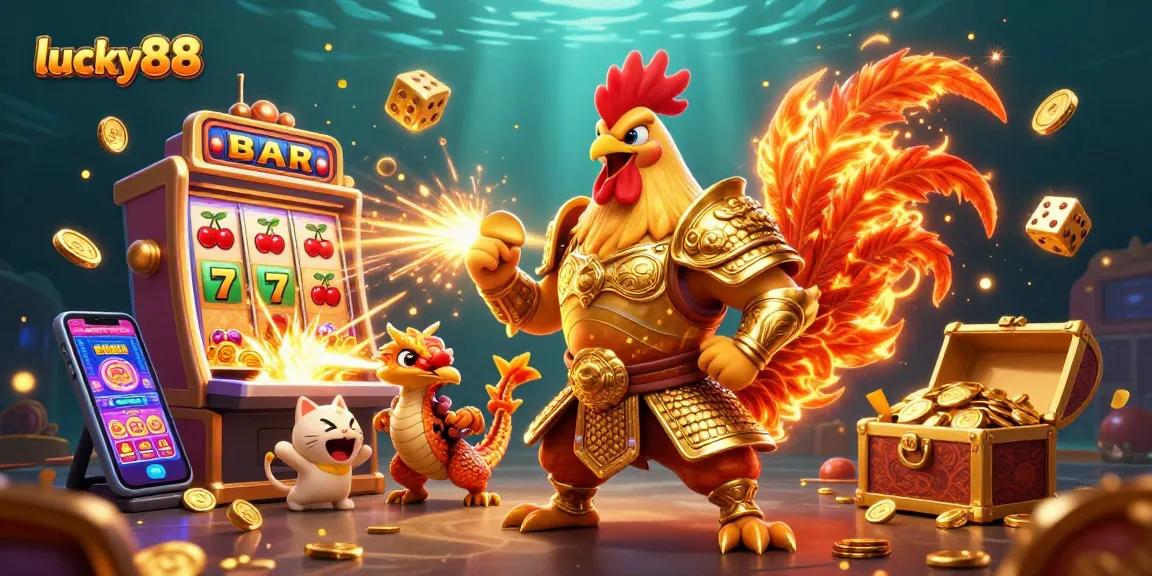 Experience thrilling jackpots at lucky88 with colorful slot machines and exciting gaming action in this vibrant 3D scene.