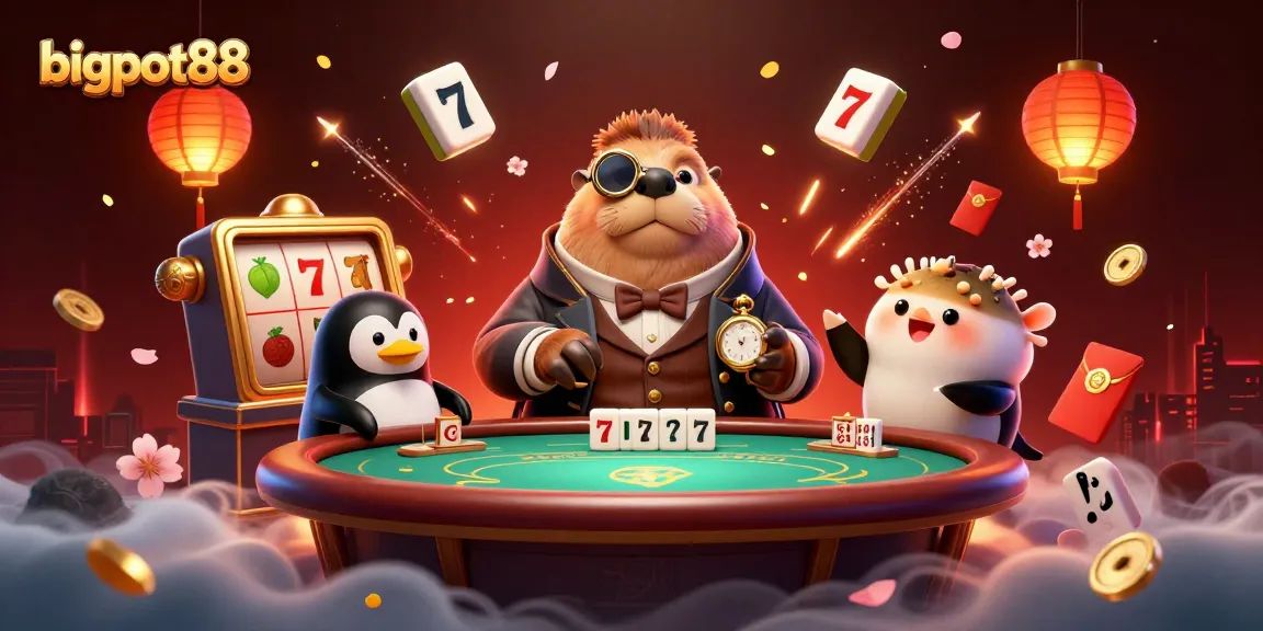 Engage with bigpot88's exciting underwater poker scene featuring a jolly walrus, penguin dealer, and bluffing pufferfish.