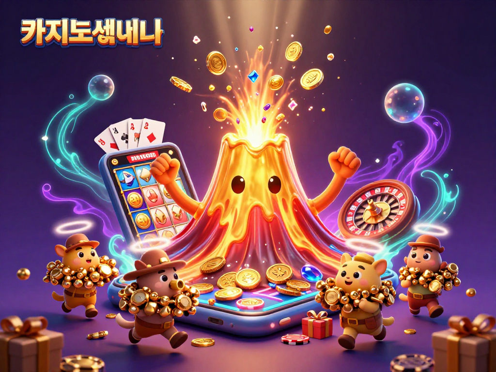 카지노사이트에서 보물을 쫓는 작은 동물들이 등장하는 황금 화산의 화려한 모습