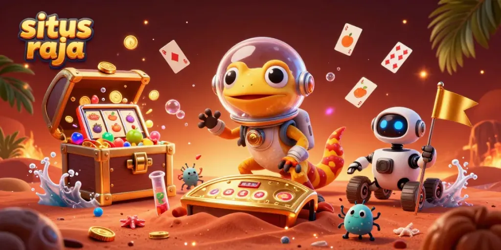 Menangkan jackpot di situs raja dengan ilustrasi kasino luar angkasa yang penuh warna.