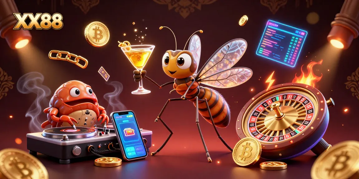 Engage with XX88 by playing on unique golden roulette wheels in a vibrant casino scene.