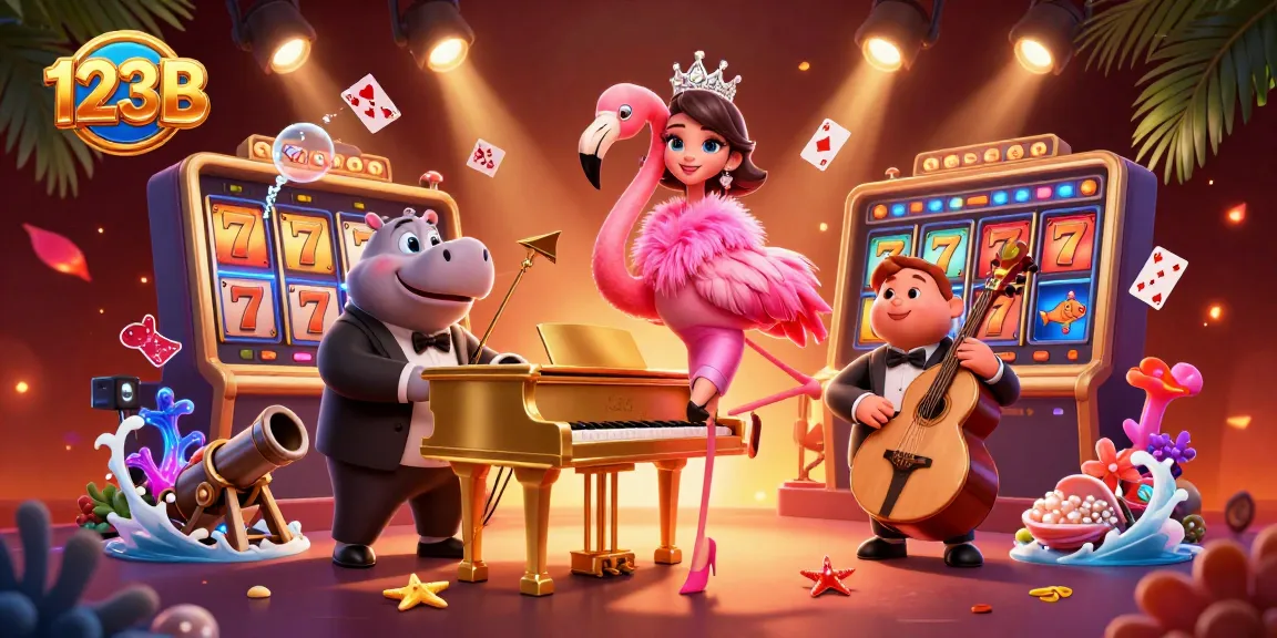 Experience thrilling gameplay at 123B with vibrant visuals, slot machines, and lively characters.