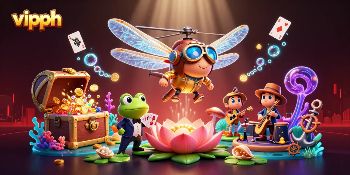 Engage with vipph's vibrant online casino, featuring dynamic dragonfly pilots, frog dealers, and jazz musicians.
