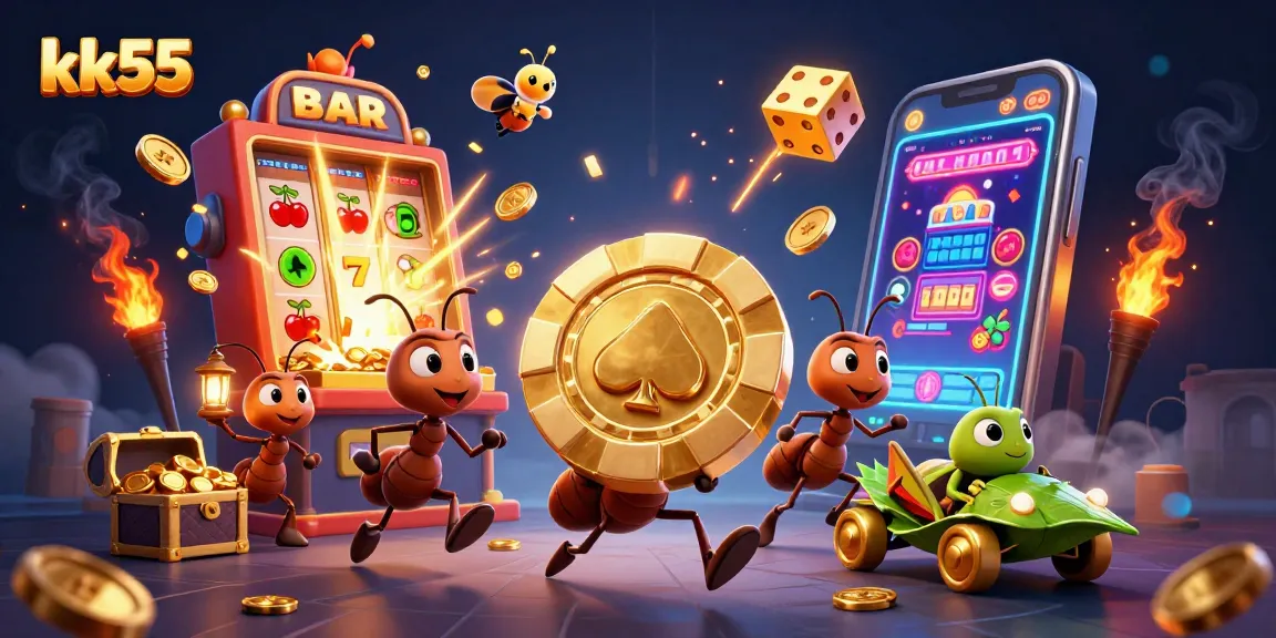 Experience thrilling moments with kk55 as ants heist a giant poker chip in vibrant casino energy.