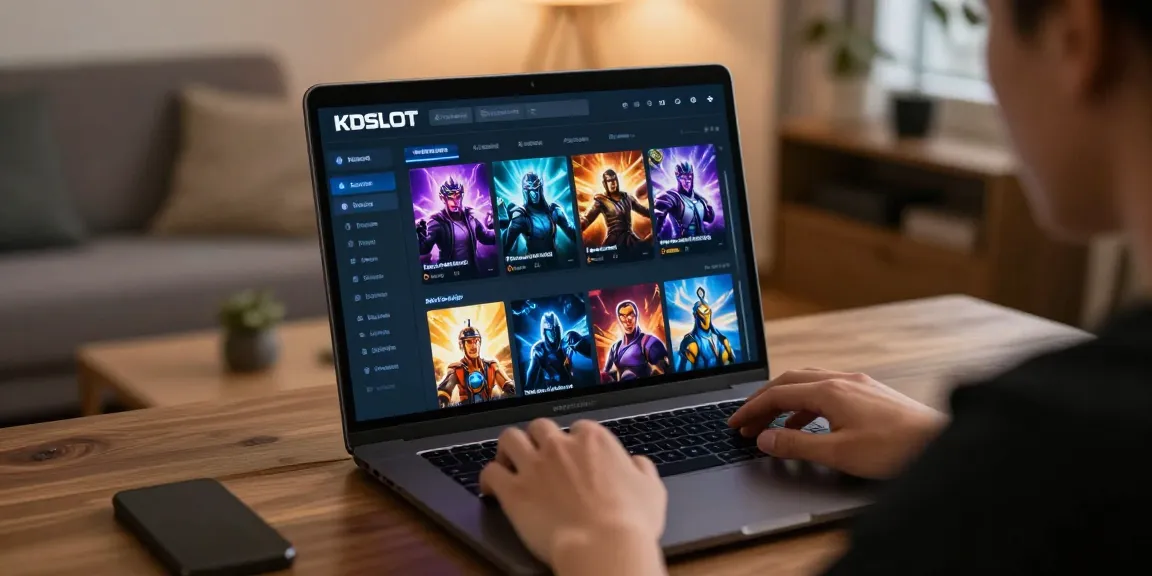 KDSLOT platform on laptop showcasing reliable gaming services for community and trusted providers.