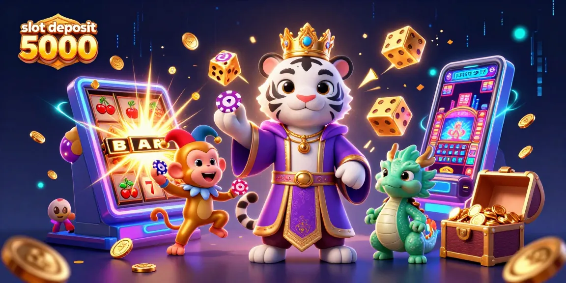 Spin the reels with fun in this vibrant scene showcasing slot deposit 5000 game excitement!