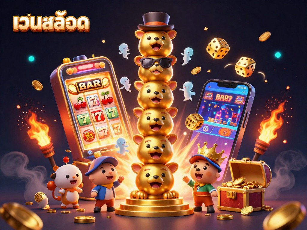 Players interact with เว็บสล็อต, showcasing dynamic gameplay and vibrant casino elements in an engaging scene.