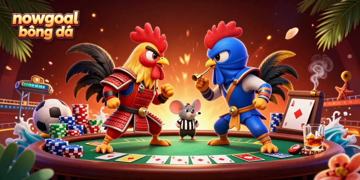 Engaging nowgoal bóng đá sports betting scene with fighting roosters and dynamic game elements.