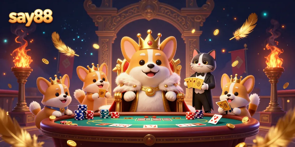 Experience the excitement of say88 with a vibrant scene of animated characters engaging in poker fun and excitement.