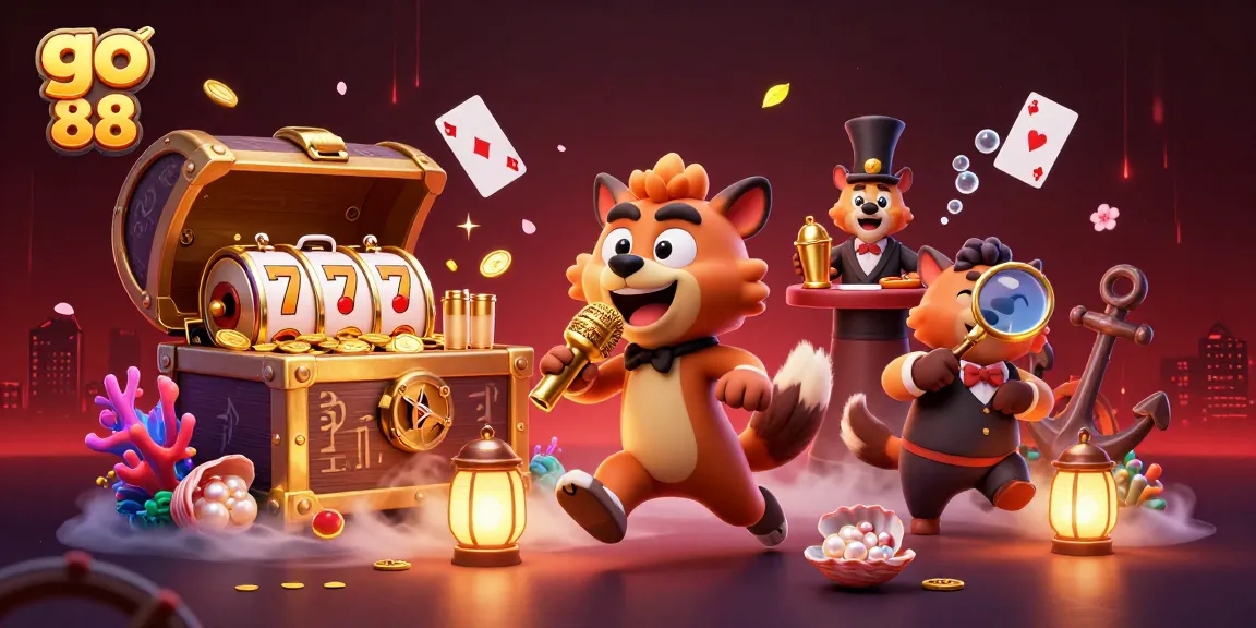 Immerse in the excitement of go 88 as hyenas entertain in a vibrant casino scene.