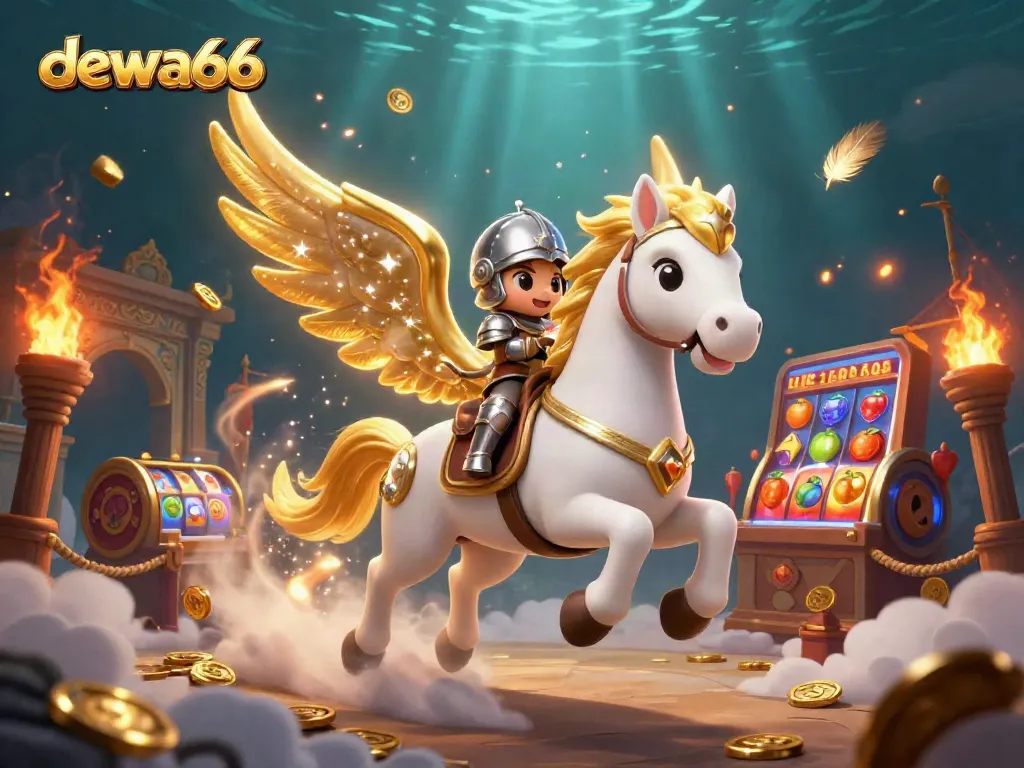 Experience thrilling gameplay with dewa66 featuring colorful slot elements and an epic celestial scene.
