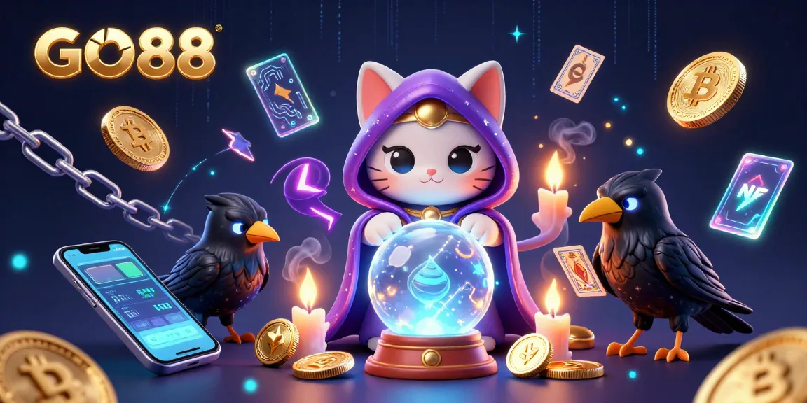 Experience thrilling gaming with GO88's vibrant casino scene featuring mystical characters and cryptocurrencies.