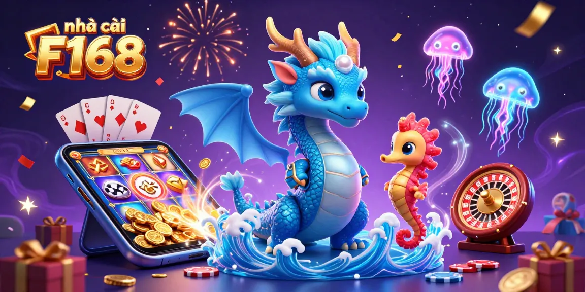 Experience thrilling actions at nhà cái F168 with a vibrant 3D illustration of gaming excitement.