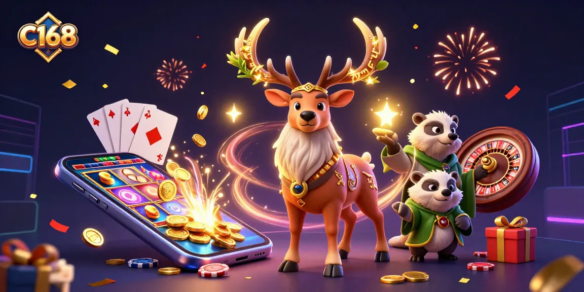Play thrilling games at C168 with exciting slot reels and vibrant card games in a magical setting.
