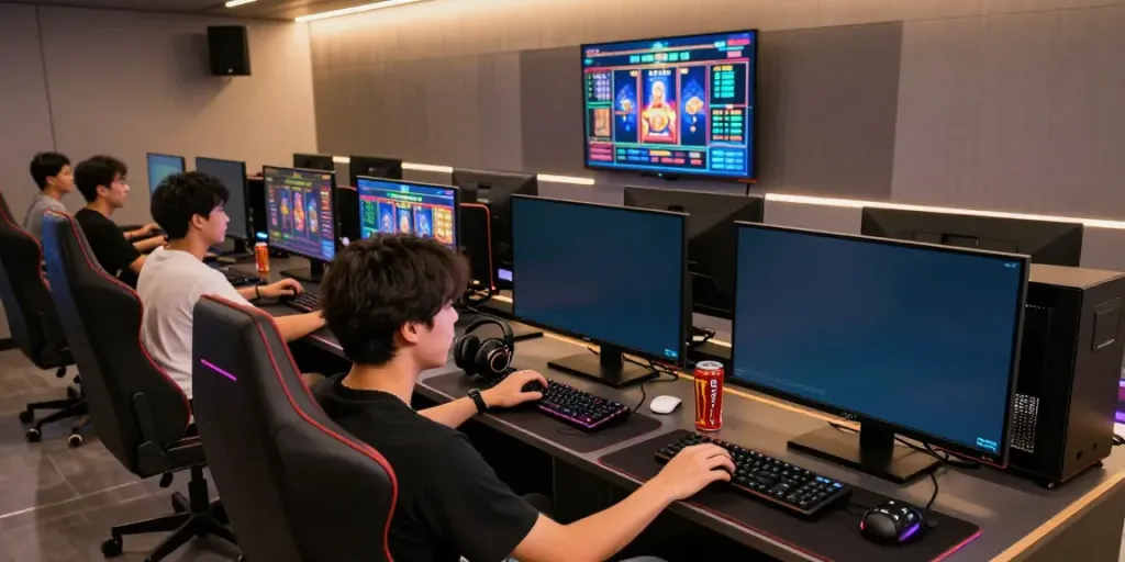 Engaged player exploring luxury111 slot games in a luxury gaming lounge