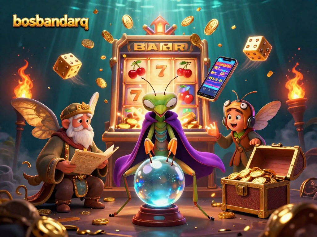 Join bosbandarq for a thrilling gaming experience featuring vibrant slot machines and dynamic game elements.